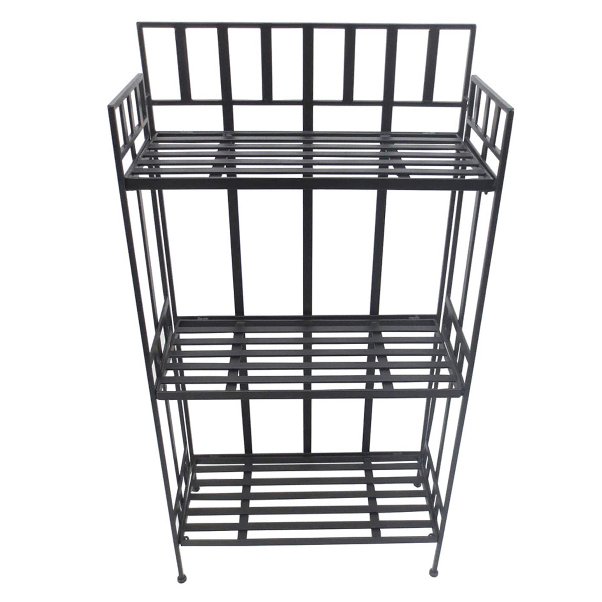 Santa's Workshop 46" Black Iron 3-Tier Shelf